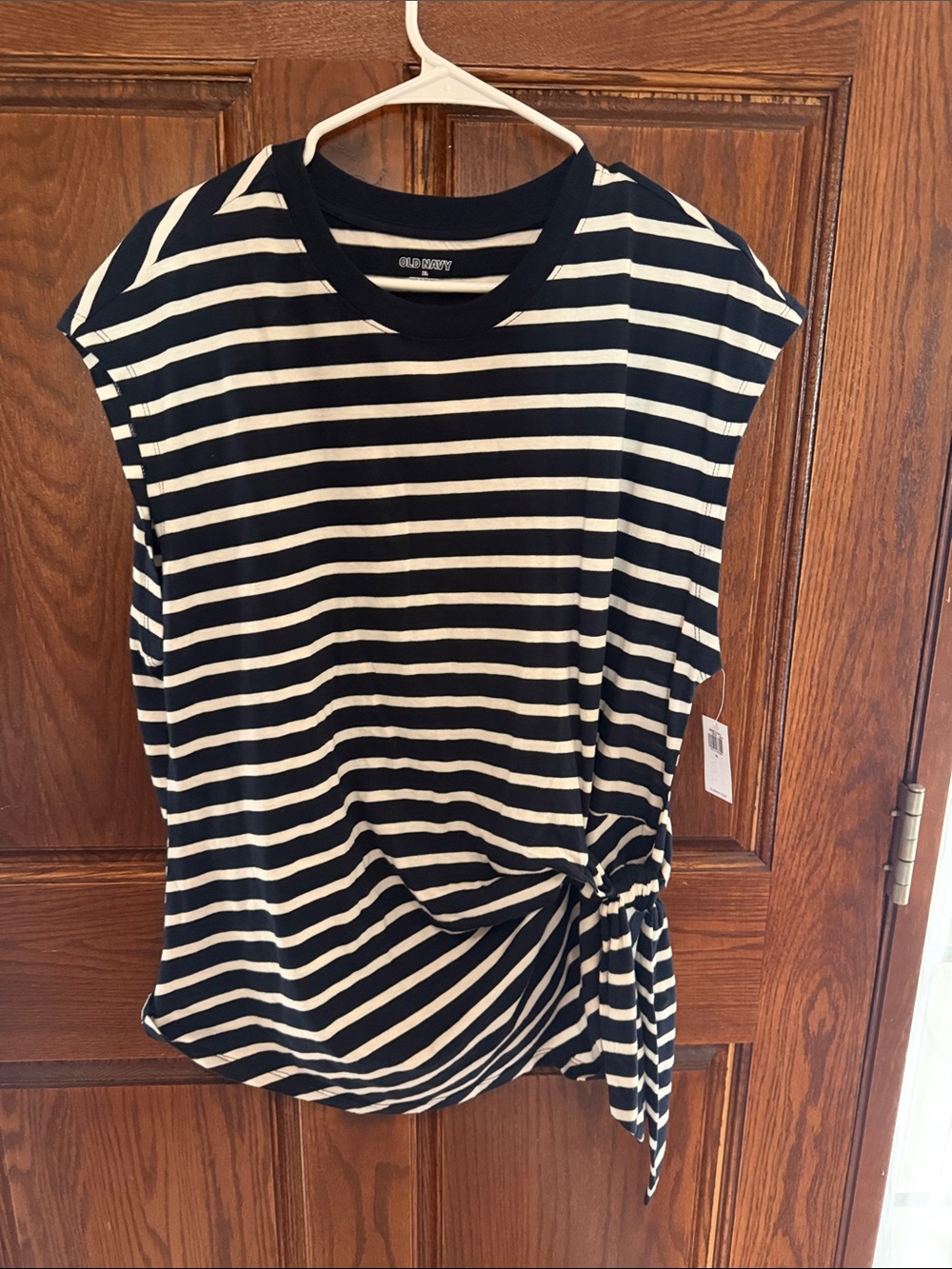 Old Navy Navy and White Striped Knot-Detail Tank Top